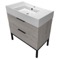 Grey Oak Bathroom Vanity, Floor Standing, 32